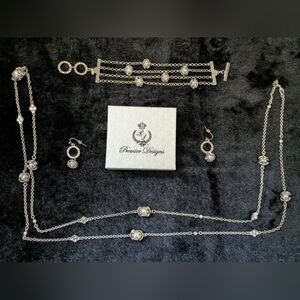 Vintage Premier Designs Silver Jewelry Set EUC